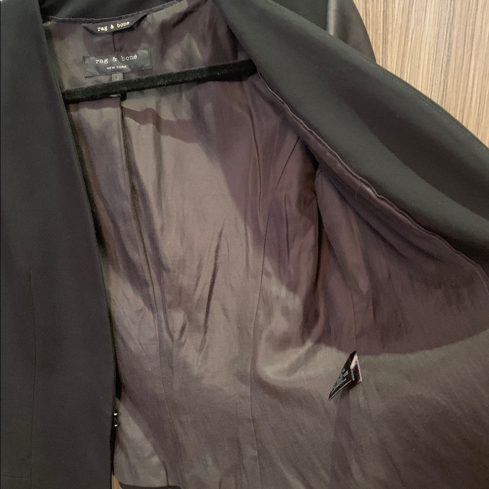 Rag & Bone Black Leather Sleeve Blazer Size 4 - Picture 4 of 7